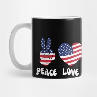 Peace Love Rock USA 4th Of July Mug